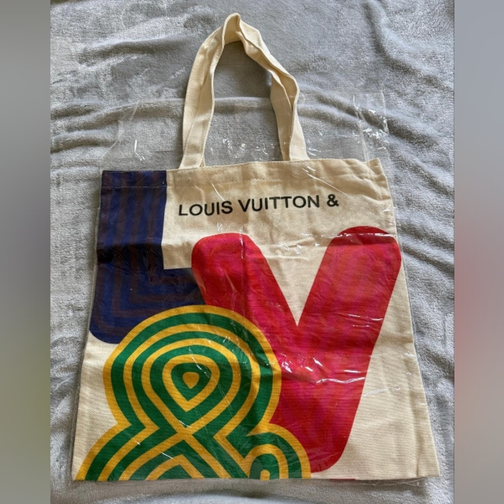 Canvas Pouch with Pink, Green, Yellow and Blue Graphic